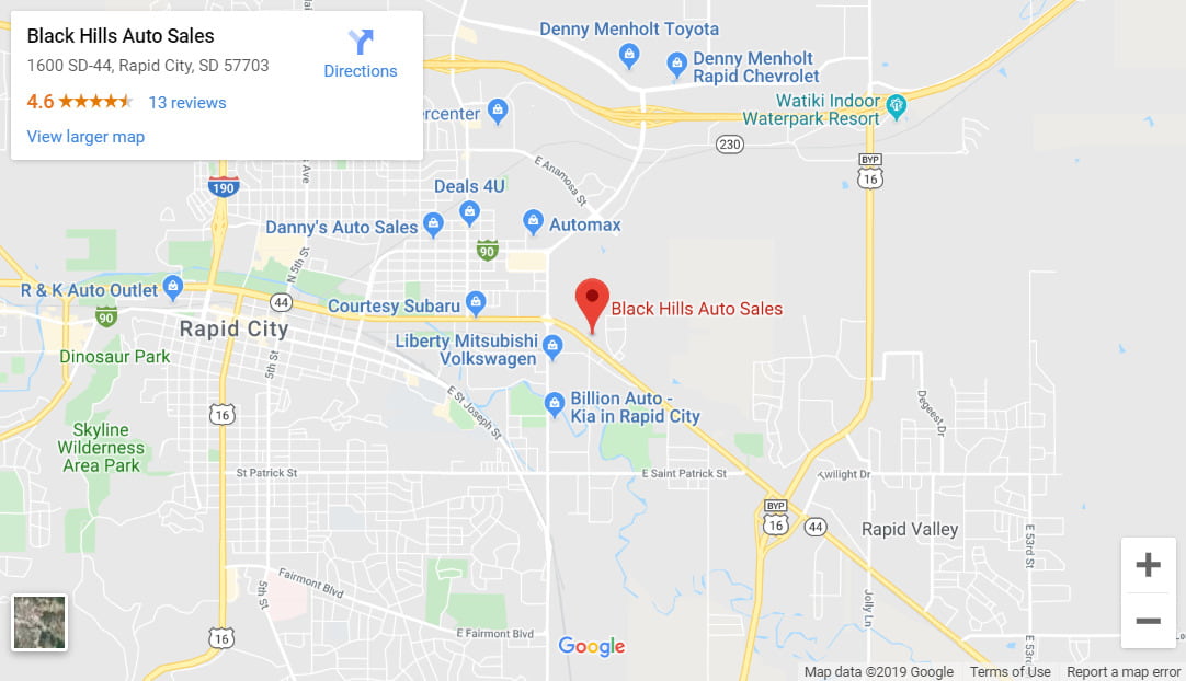 Click Here For Directions To Black Hills Auto Sales From Google Maps